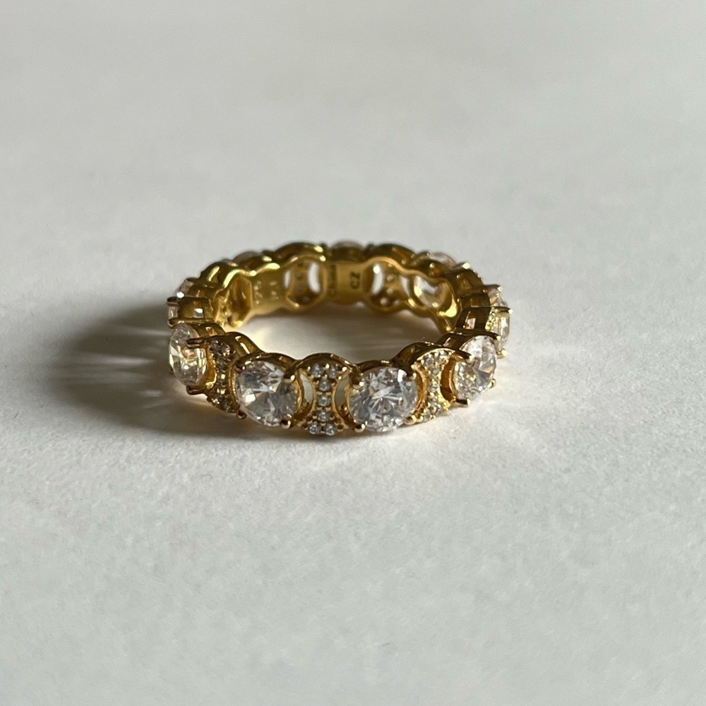 JCL 925 Gold Plated Round Cut Bubble Eternity Ring - Picture 3 of 6